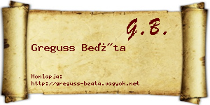 Greguss Beáta névjegykártya