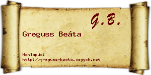 Greguss Beáta névjegykártya